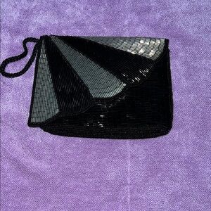 Elegant Black Beaded Clutch